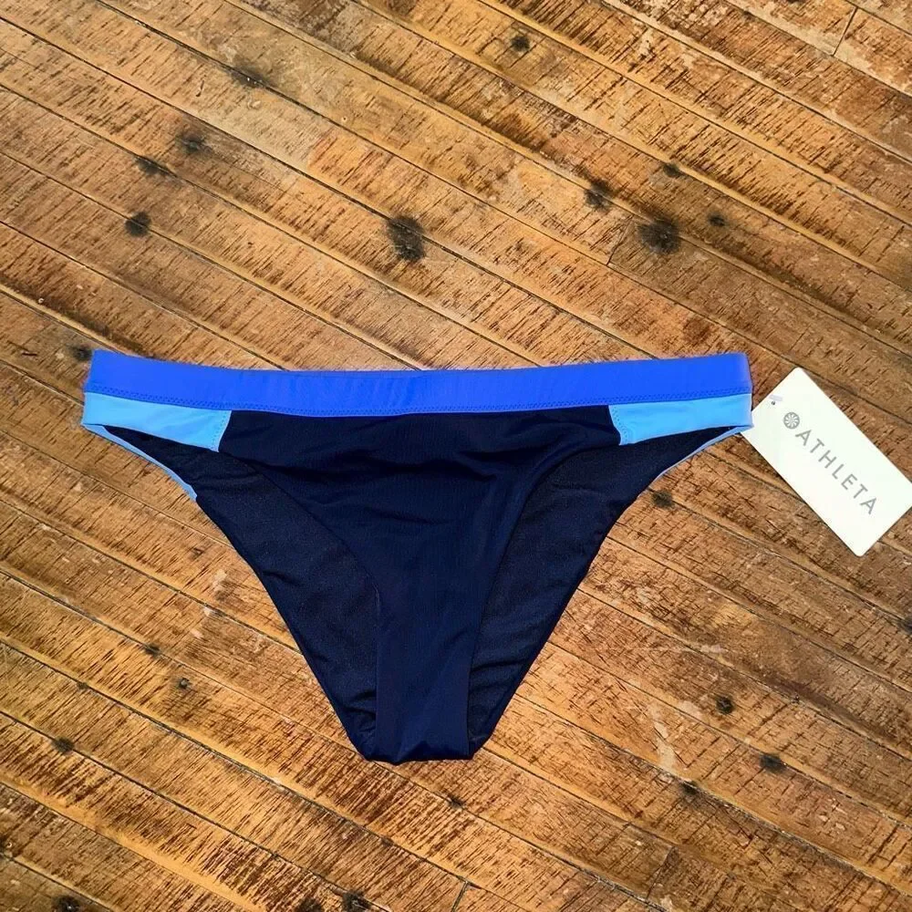 Athleta blue navy colorblock freestyle athletic S swim bottoms